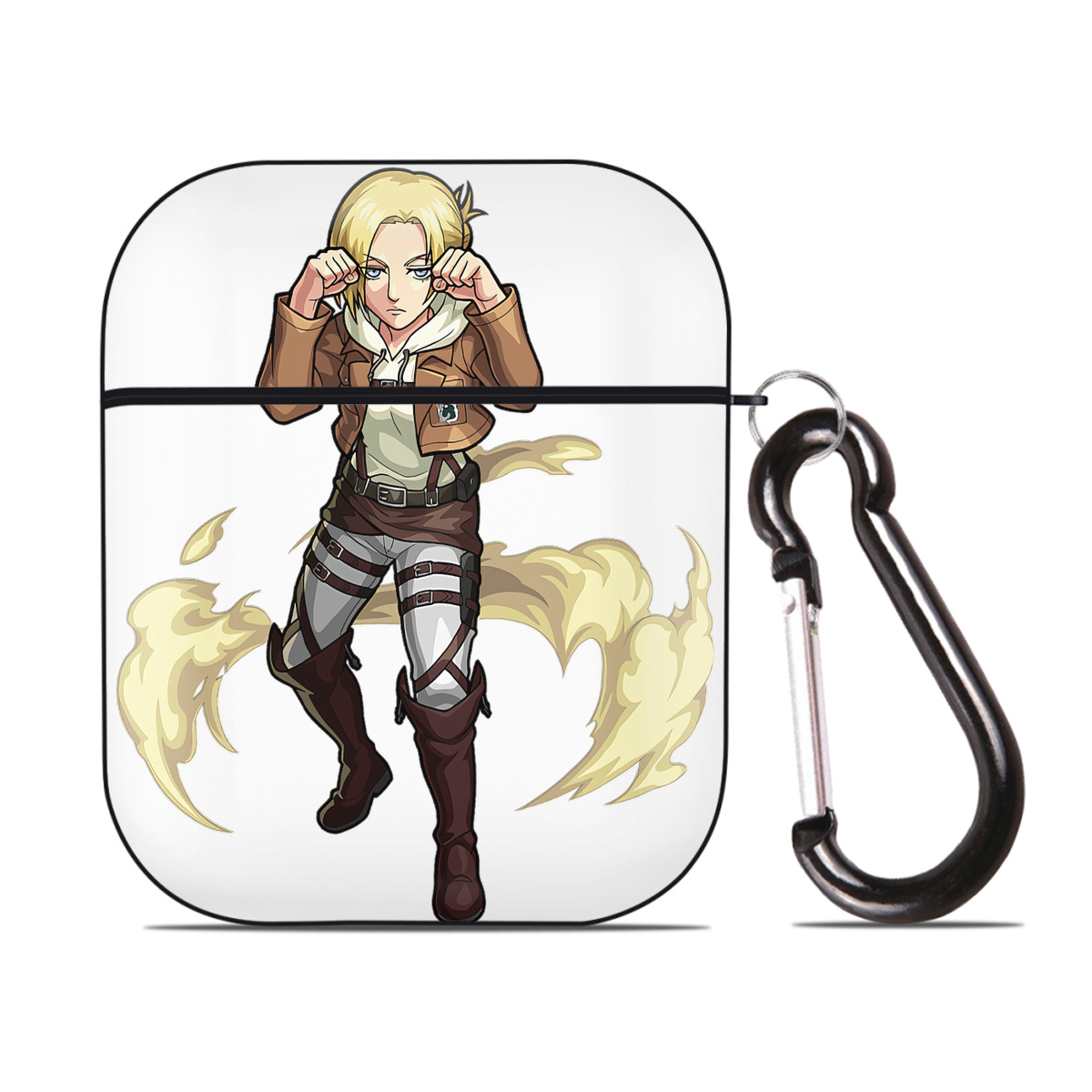 （画像用） 進撃の巨人 アニ・レオンハート Attack on Titan Annie Leonhart AirPods 第2世代保護ケース ハードシェル ブラック 耐衝撃・防指紋・カラビナ付き
