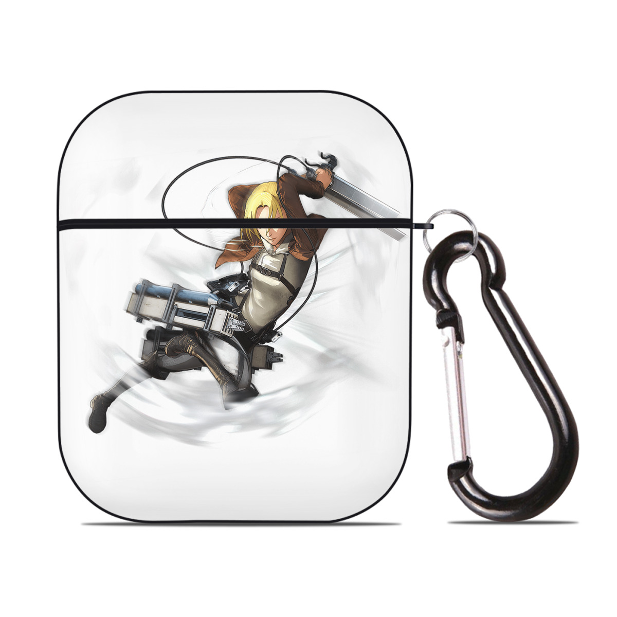 （画像用） 進撃の巨人 アニ・レオンハート Attack on Titan Annie Leonhart AirPods 第2世代保護ケース ハードシェル ブラック 耐衝撃・防指紋・カラビナ付き