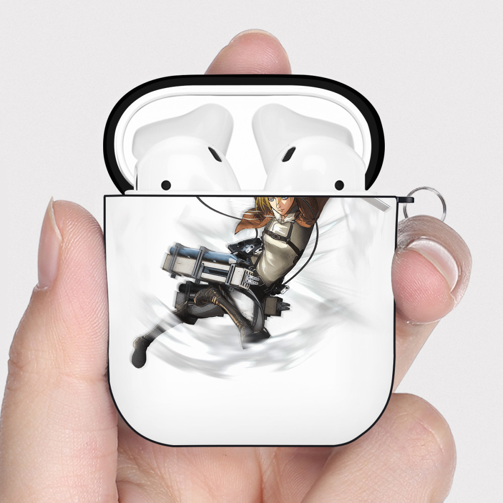 （画像用） 進撃の巨人 アニ・レオンハート Attack on Titan Annie Leonhart AirPods 第2世代保護ケース ハードシェル ブラック 耐衝撃・防指紋・カラビナ付き