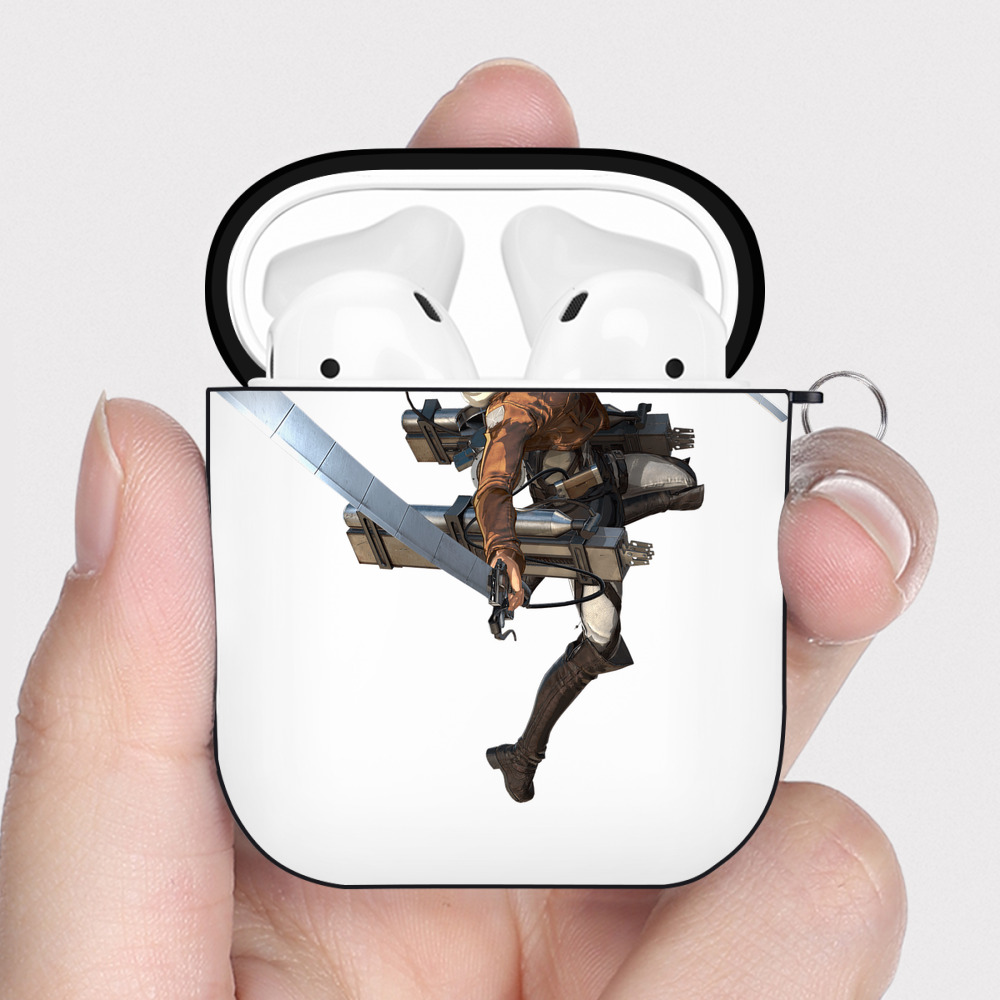 （画像用） 進撃の巨人 アニ・レオンハート Attack on Titan Annie Leonhart AirPods 第2世代保護ケース ハードシェル ブラック 耐衝撃・防指紋・カラビナ付き