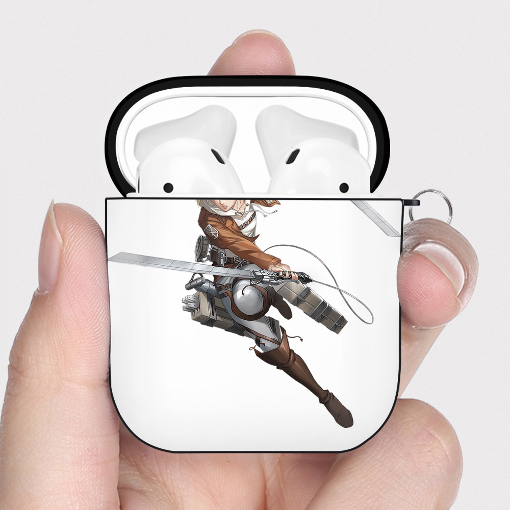 （画像用） 進撃の巨人 アニ・レオンハート Attack on Titan Annie Leonhart AirPods 第2世代保護ケース ハードシェル ブラック 耐衝撃・防指紋・カラビナ付き