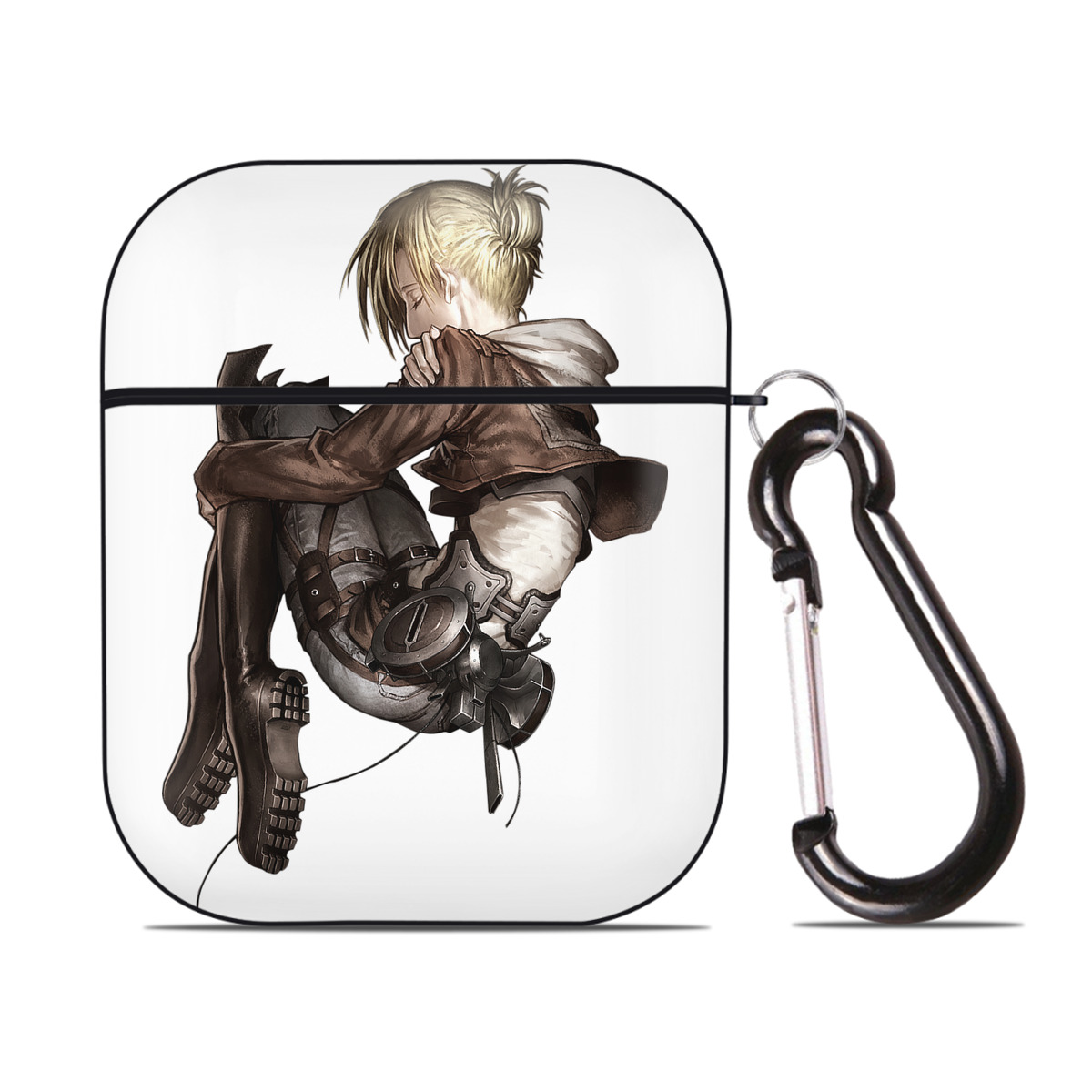 （画像用） 進撃の巨人 アニ・レオンハート Attack on Titan Annie Leonhart AirPods 第2世代保護ケース ハードシェル ブラック 耐衝撃・防指紋・カラビナ付き