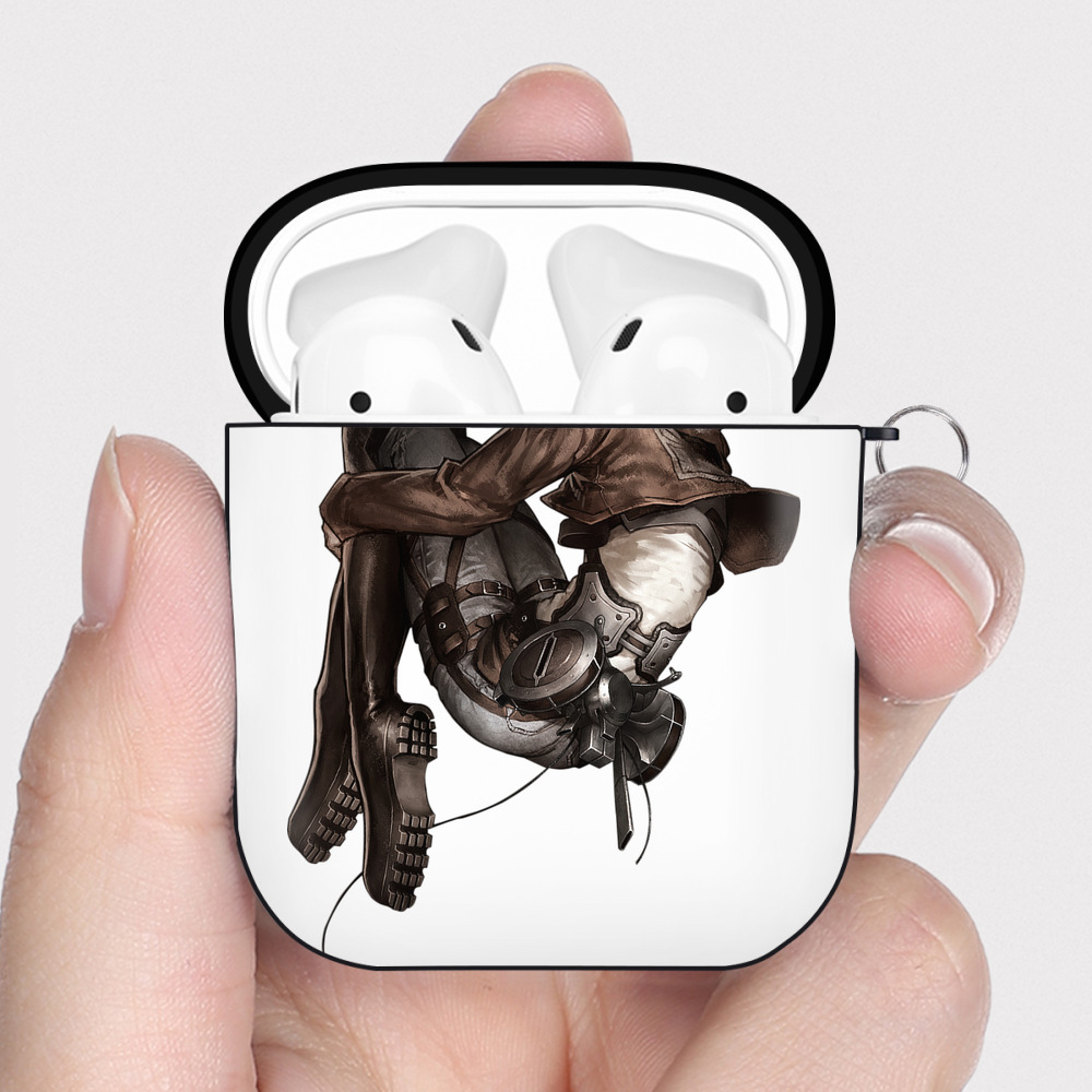 （画像用） 進撃の巨人 アニ・レオンハート Attack on Titan Annie Leonhart AirPods 第2世代保護ケース ハードシェル ブラック 耐衝撃・防指紋・カラビナ付き