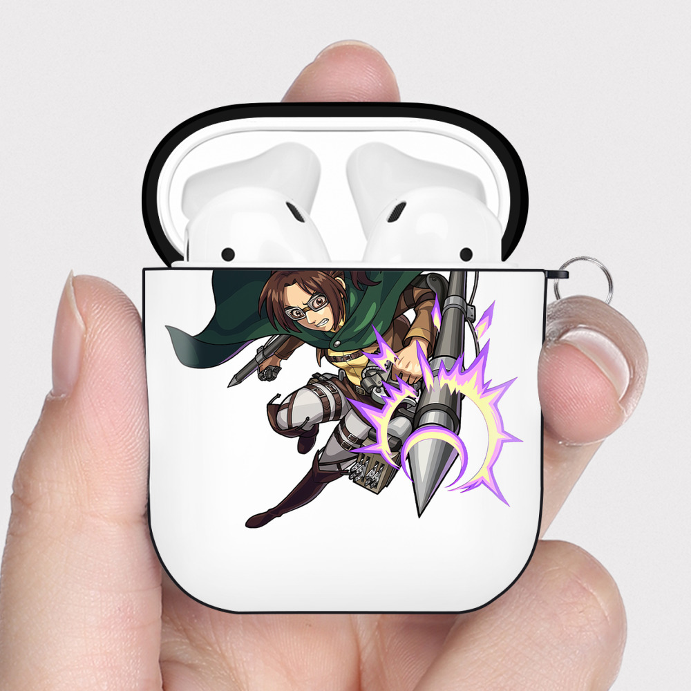 （画像用） 進撃の巨人 ハンジ·ゾエ Attack on Titan Hanji Zoe AirPods 第2世代保護ケース ハードシェル ブラック 耐衝撃・防指紋・カラビナ付き