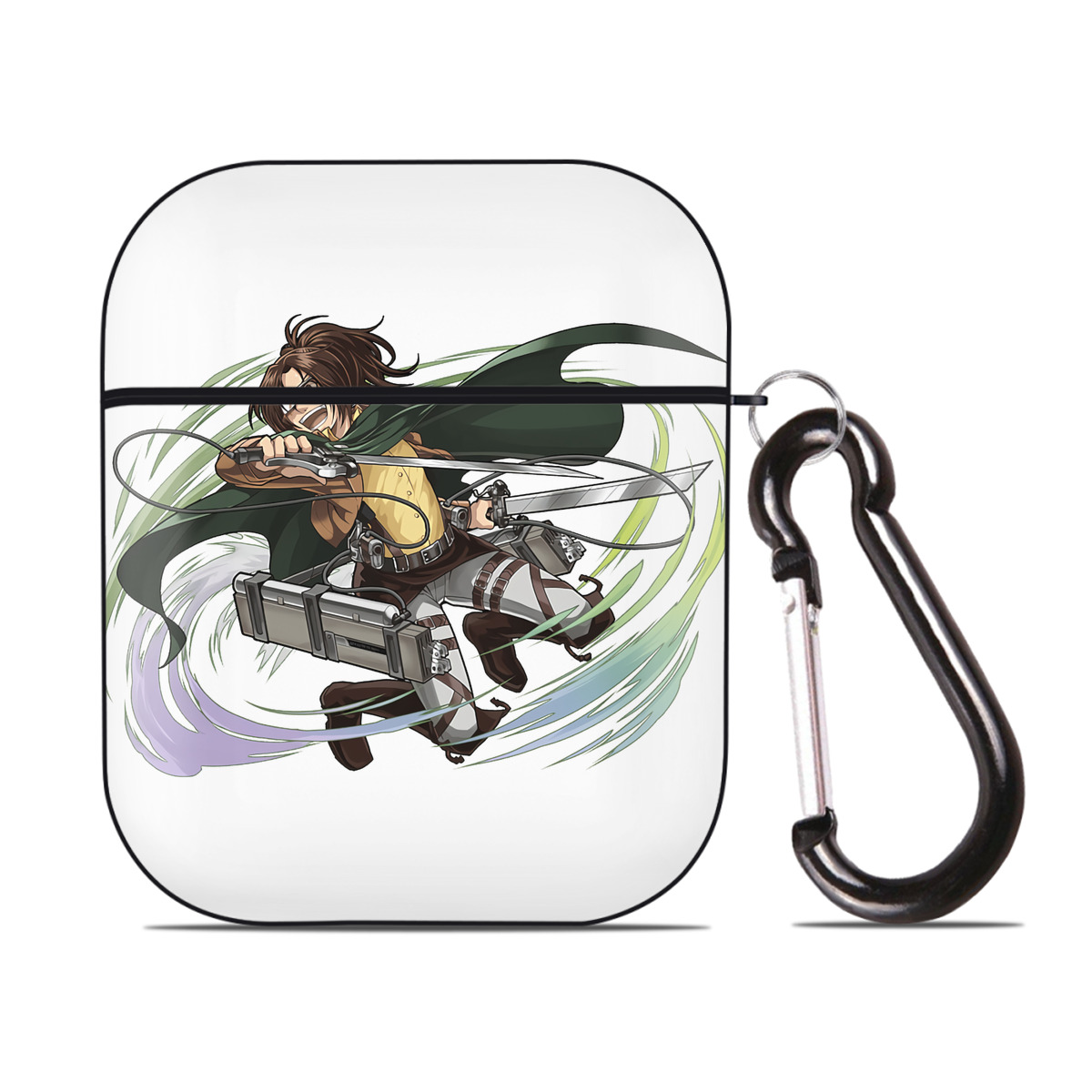（画像用） 進撃の巨人 ハンジ·ゾエ Attack on Titan Hanji Zoe AirPods 第2世代保護ケース ハードシェル ブラック 耐衝撃・防指紋・カラビナ付き