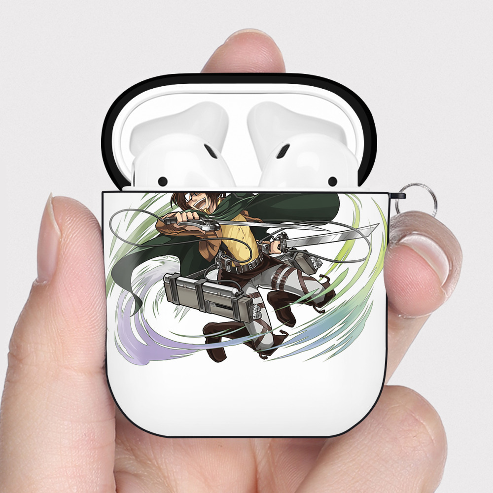 （画像用） 進撃の巨人 ハンジ·ゾエ Attack on Titan Hanji Zoe AirPods 第2世代保護ケース ハードシェル ブラック 耐衝撃・防指紋・カラビナ付き