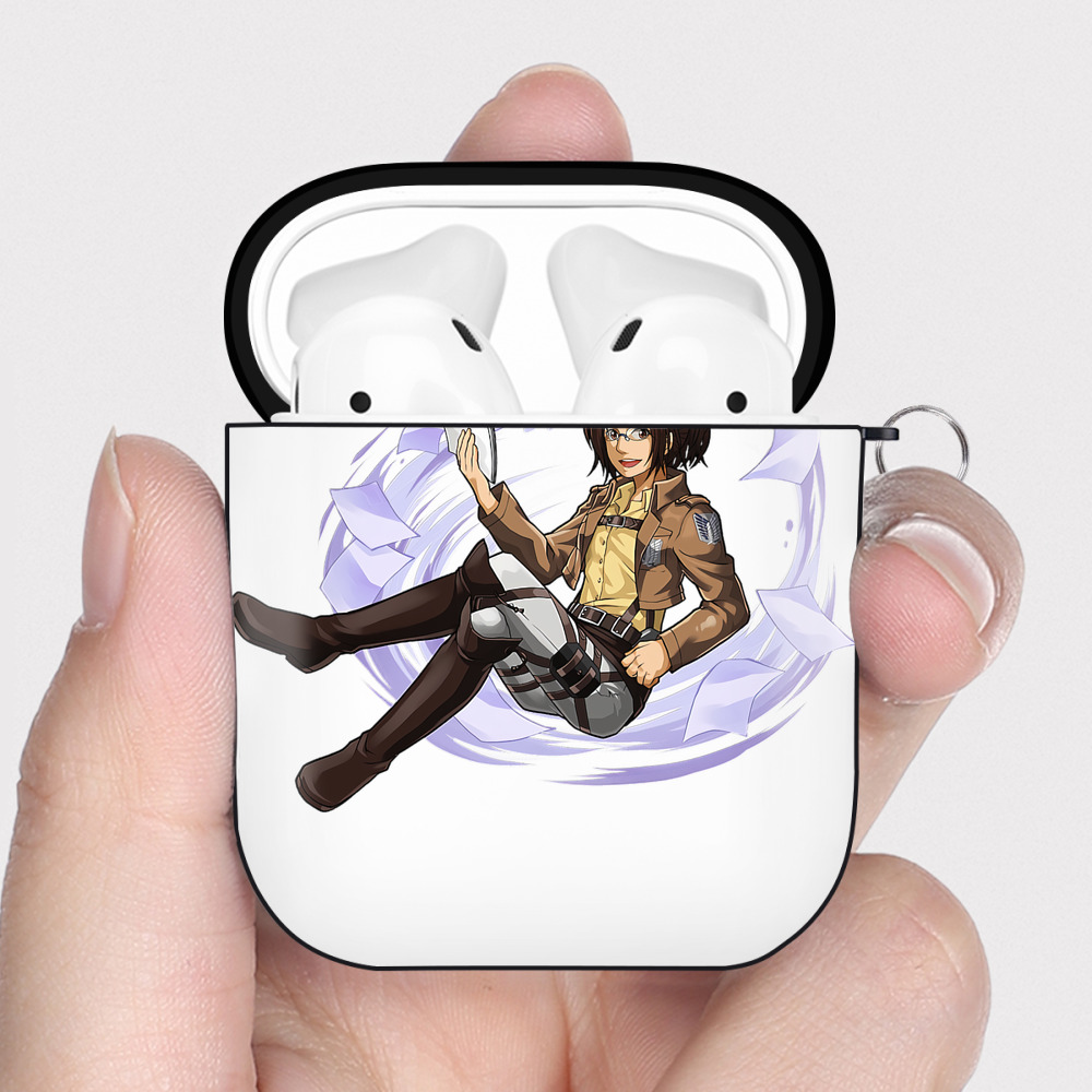 （画像用） 進撃の巨人 ハンジ·ゾエ Attack on Titan Hanji Zoe AirPods 第2世代保護ケース ハードシェル ブラック 耐衝撃・防指紋・カラビナ付き