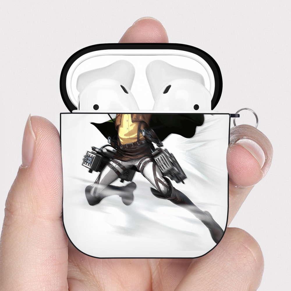 （画像用） 進撃の巨人 ハンジ·ゾエ Attack on Titan Hanji Zoe AirPods 第2世代保護ケース ハードシェル ブラック 耐衝撃・防指紋・カラビナ付き
