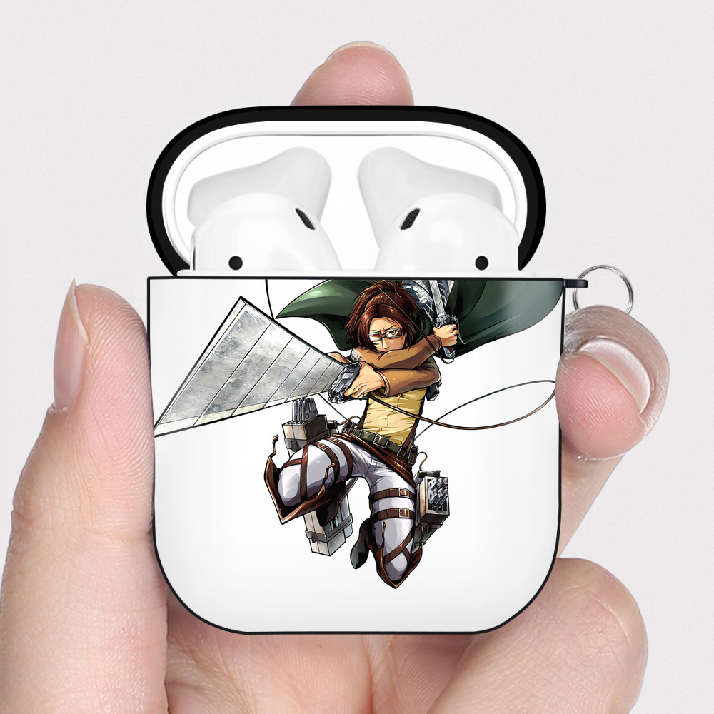 （画像用） 進撃の巨人 ハンジ·ゾエ Attack on Titan Hanji Zoe AirPods 第2世代保護ケース ハードシェル ブラック 耐衝撃・防指紋・カラビナ付き