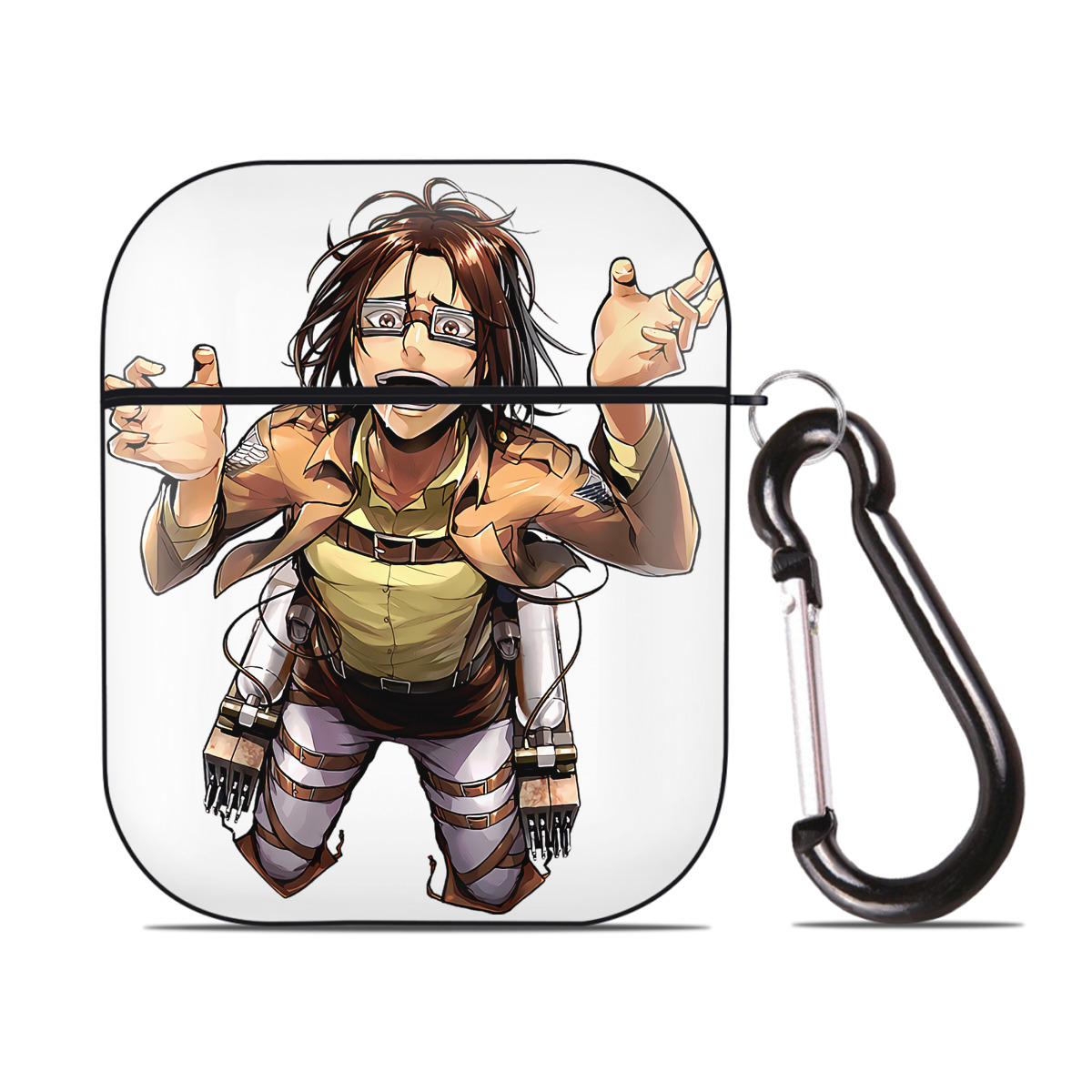 （画像用） 進撃の巨人 ハンジ·ゾエ Attack on Titan Hanji Zoe AirPods 第2世代保護ケース ハードシェル ブラック 耐衝撃・防指紋・カラビナ付き