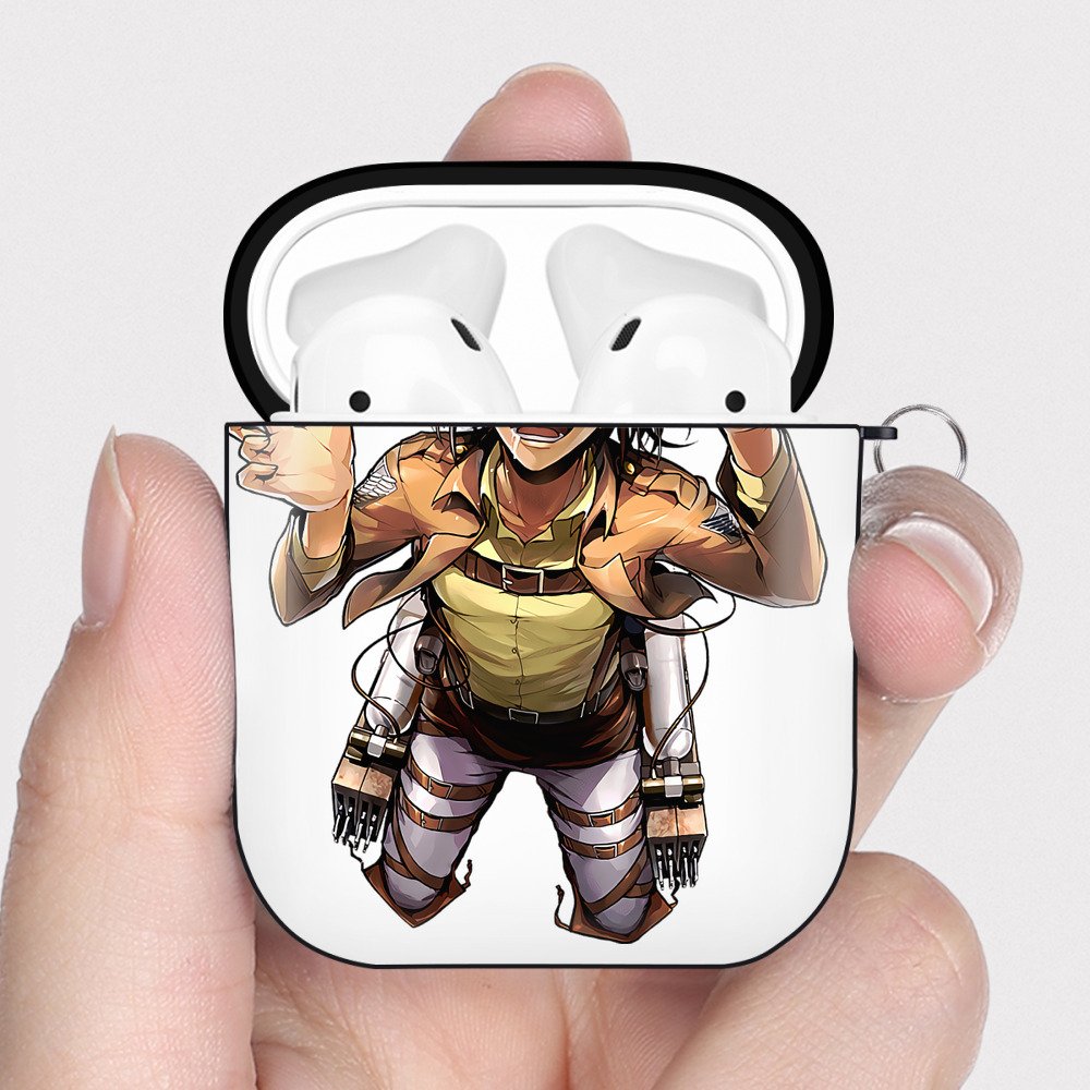 （画像用） 進撃の巨人 ハンジ·ゾエ Attack on Titan Hanji Zoe AirPods 第2世代保護ケース ハードシェル ブラック 耐衝撃・防指紋・カラビナ付き