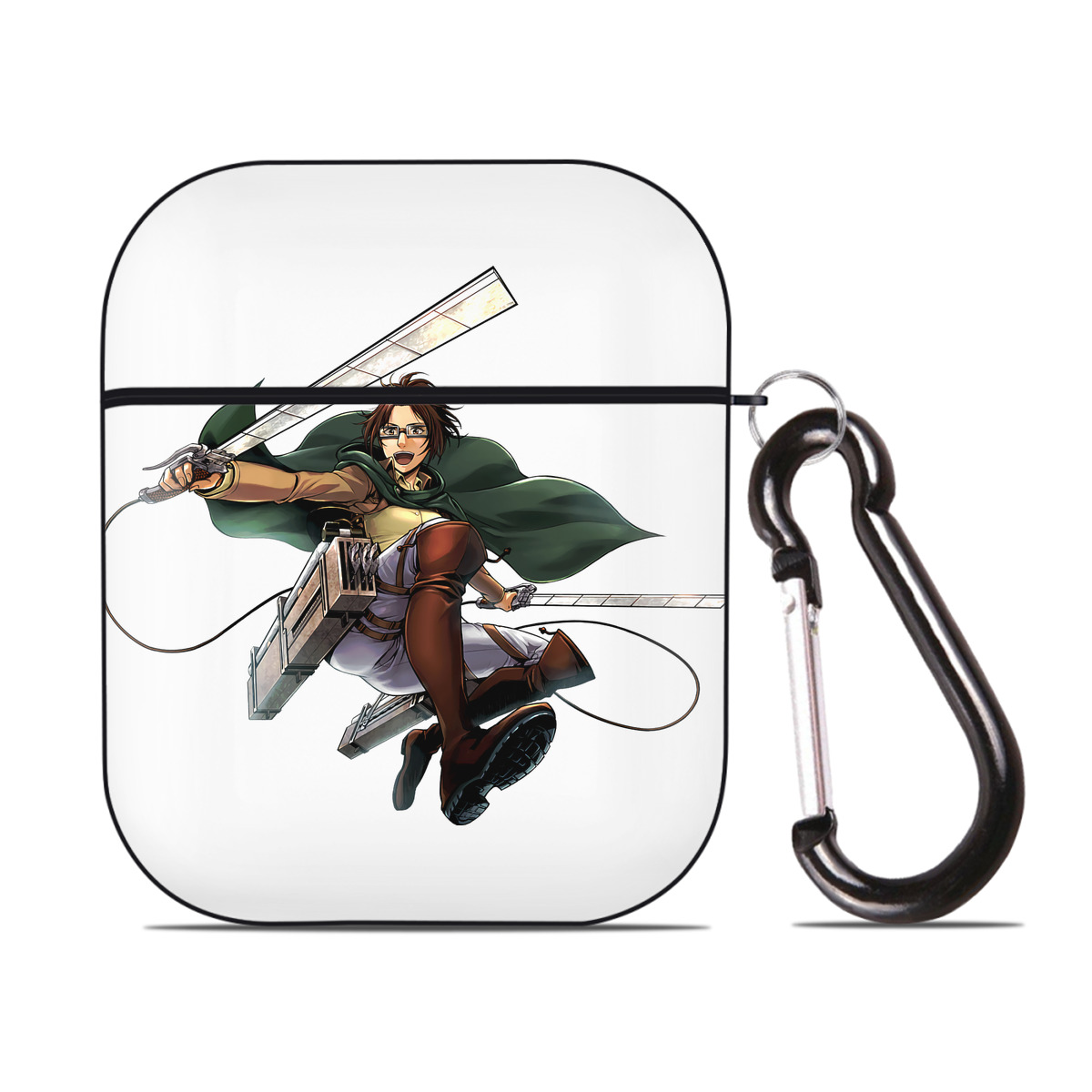 （画像用） 進撃の巨人 ハンジ·ゾエ Attack on Titan Hanji Zoe AirPods 第2世代保護ケース ハードシェル ブラック 耐衝撃・防指紋・カラビナ付き