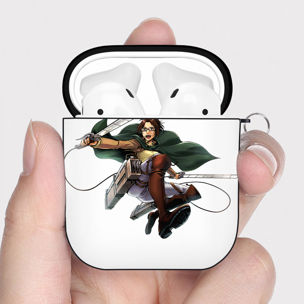 （画像用） 進撃の巨人 ハンジ·ゾエ Attack on Titan Hanji Zoe AirPods 第2世代保護ケース ハードシェル ブラック 耐衝撃・防指紋・カラビナ付き