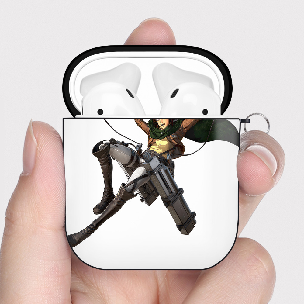 （画像用） 進撃の巨人 ハンジ·ゾエ Attack on Titan Hanji Zoe AirPods 第2世代保護ケース ハードシェル ブラック 耐衝撃・防指紋・カラビナ付き
