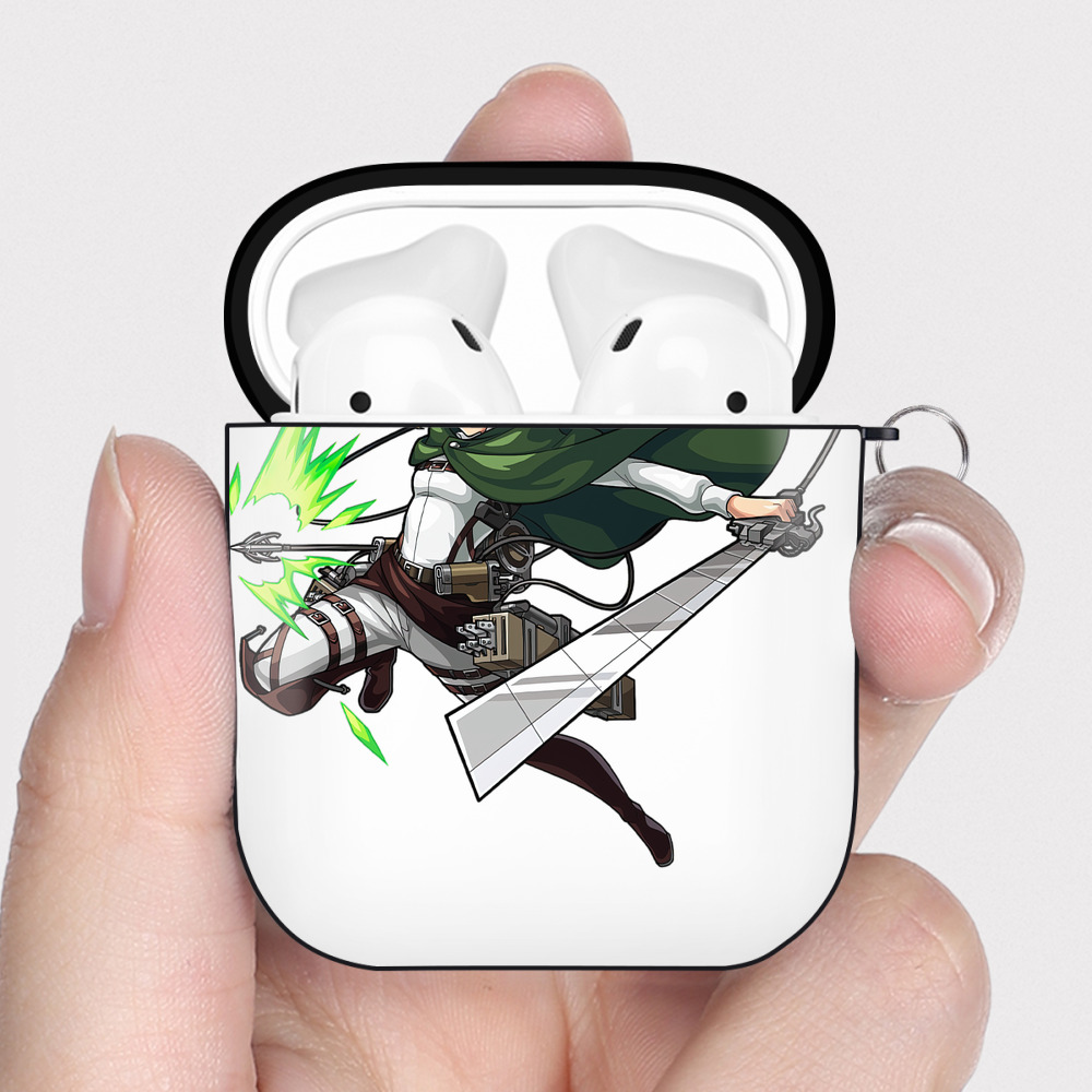 （画像用） 進撃の巨人 クリスタ·レンズ Attack on Titan Christa Lenz AirPods 第2世代保護ケース ハードシェル ブラック 耐衝撃・防指紋・カラビナ付き