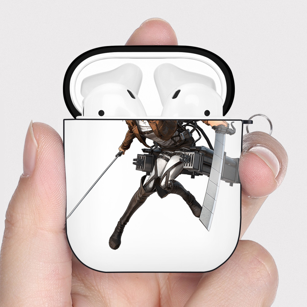 （画像用） 進撃の巨人 クリスタ·レンズ Attack on Titan Christa Lenz AirPods 第2世代保護ケース ハードシェル ブラック 耐衝撃・防指紋・カラビナ付き