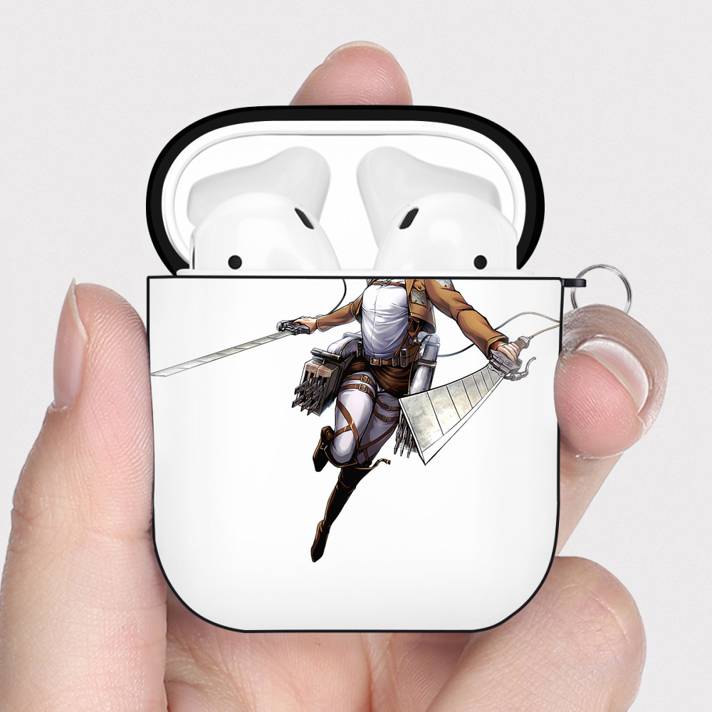（画像用） 進撃の巨人 クリスタ·レンズ Attack on Titan Christa Lenz AirPods 第2世代保護ケース ハードシェル ブラック 耐衝撃・防指紋・カラビナ付き