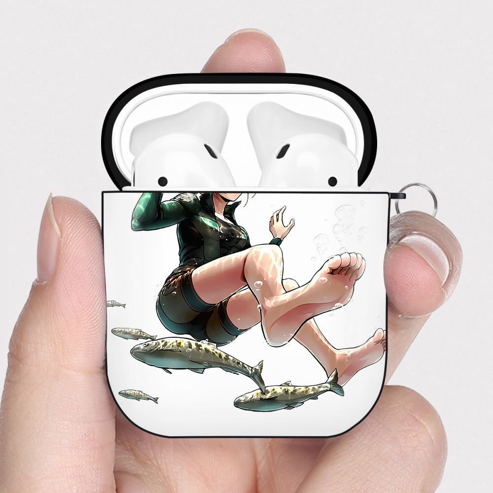 （画像用） 進撃の巨人 クリスタ·レンズ Attack on Titan Christa Lenz AirPods 第2世代保護ケース ハードシェル ブラック 耐衝撃・防指紋・カラビナ付き