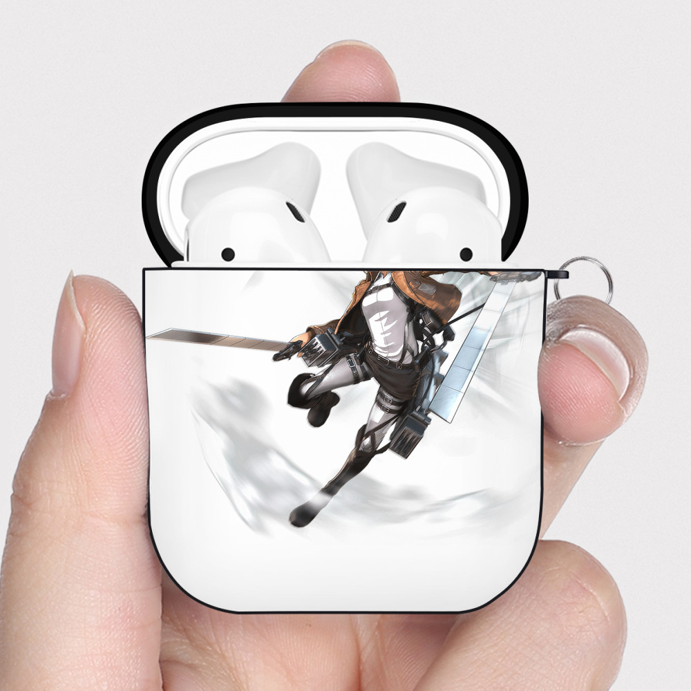 （画像用） 進撃の巨人 クリスタ·レンズ Attack on Titan Christa Lenz AirPods 第2世代保護ケース ハードシェル ブラック 耐衝撃・防指紋・カラビナ付き