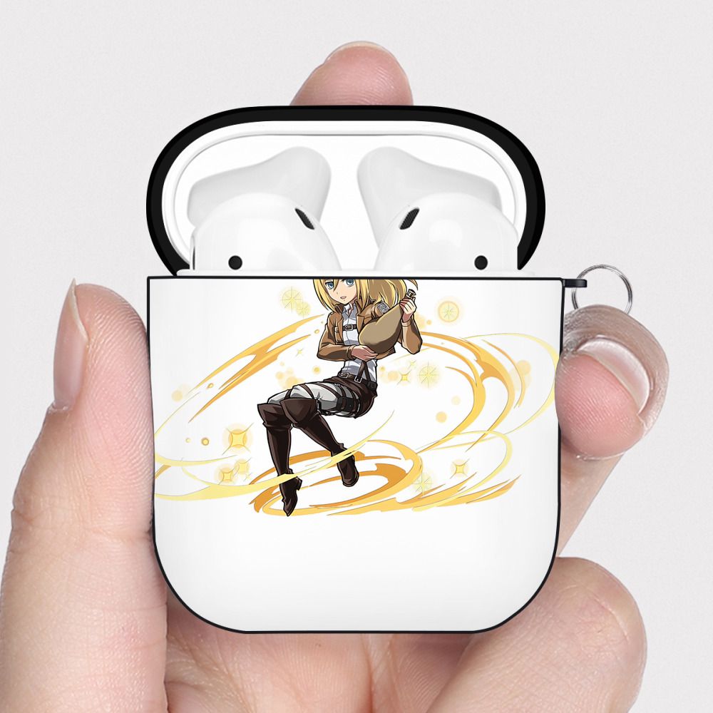 （画像用） 進撃の巨人 クリスタ·レンズ Attack on Titan Christa Lenz AirPods 第2世代保護ケース ハードシェル ブラック 耐衝撃・防指紋・カラビナ付き