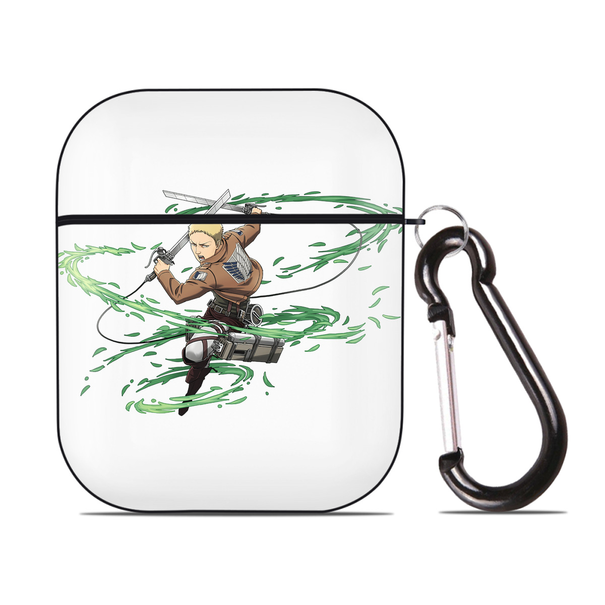 （画像用） 進撃の巨人 ライナー・ブラウン Attack on Titan Reiner Braun AirPods 第2世代保護ケース ハードシェル ブラック 耐衝撃・防指紋・カラビナ付き