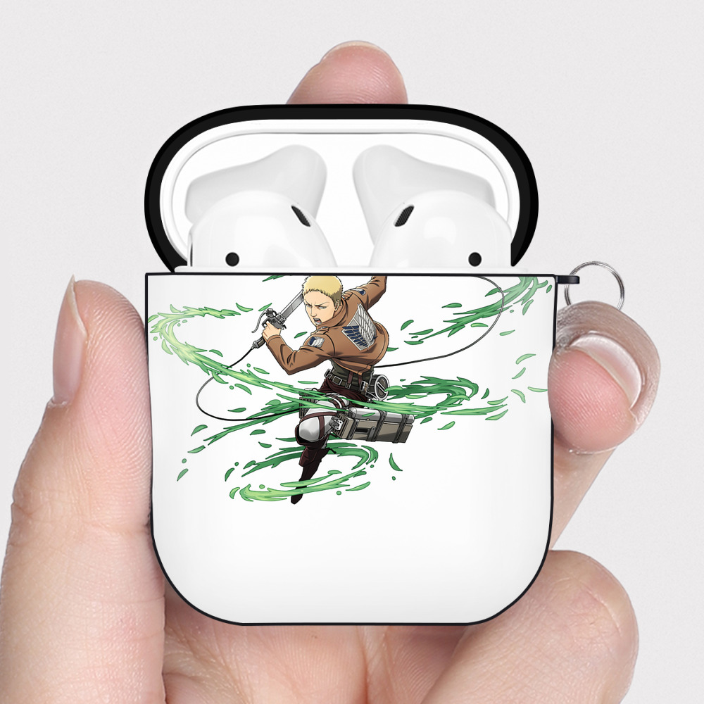 （画像用） 進撃の巨人 ライナー・ブラウン Attack on Titan Reiner Braun AirPods 第2世代保護ケース ハードシェル ブラック 耐衝撃・防指紋・カラビナ付き