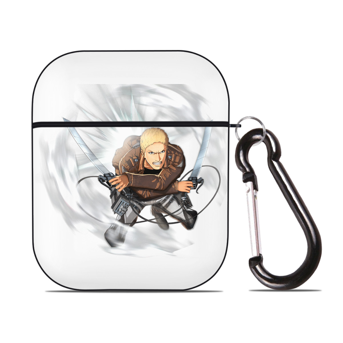 （画像用） 進撃の巨人 ライナー・ブラウン Attack on Titan Reiner Braun AirPods 第2世代保護ケース ハードシェル ブラック 耐衝撃・防指紋・カラビナ付き