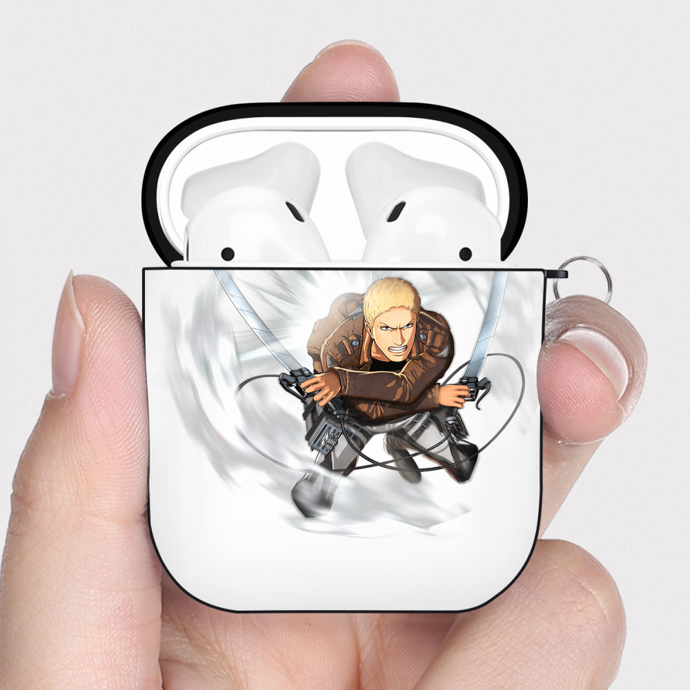 （画像用） 進撃の巨人 ライナー・ブラウン Attack on Titan Reiner Braun AirPods 第2世代保護ケース ハードシェル ブラック 耐衝撃・防指紋・カラビナ付き