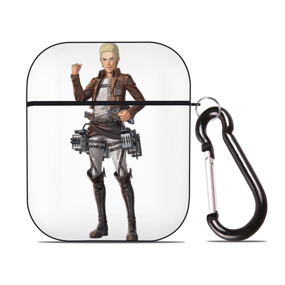 （画像用） 進撃の巨人 ライナー・ブラウン Attack on Titan Reiner Braun AirPods 第2世代保護ケース ハードシェル ブラック 耐衝撃・防指紋・カラビナ付き