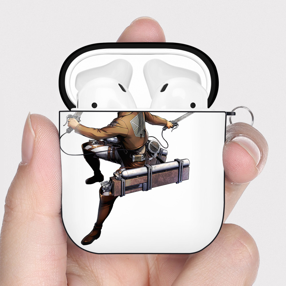（画像用） 進撃の巨人 ライナー・ブラウン Attack on Titan Reiner Braun AirPods 第2世代保護ケース ハードシェル ブラック 耐衝撃・防指紋・カラビナ付き