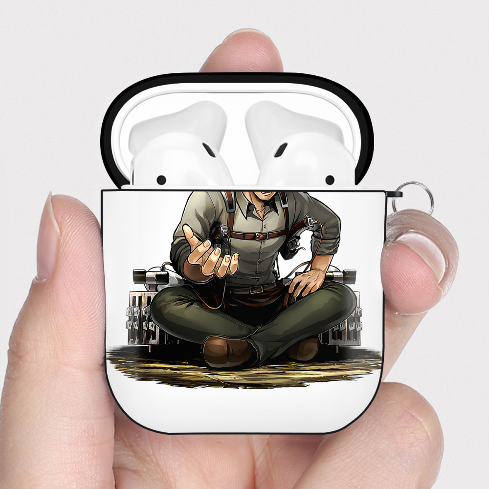 （画像用） 進撃の巨人 ライナー・ブラウン Attack on Titan Reiner Braun AirPods 第2世代保護ケース ハードシェル ブラック 耐衝撃・防指紋・カラビナ付き