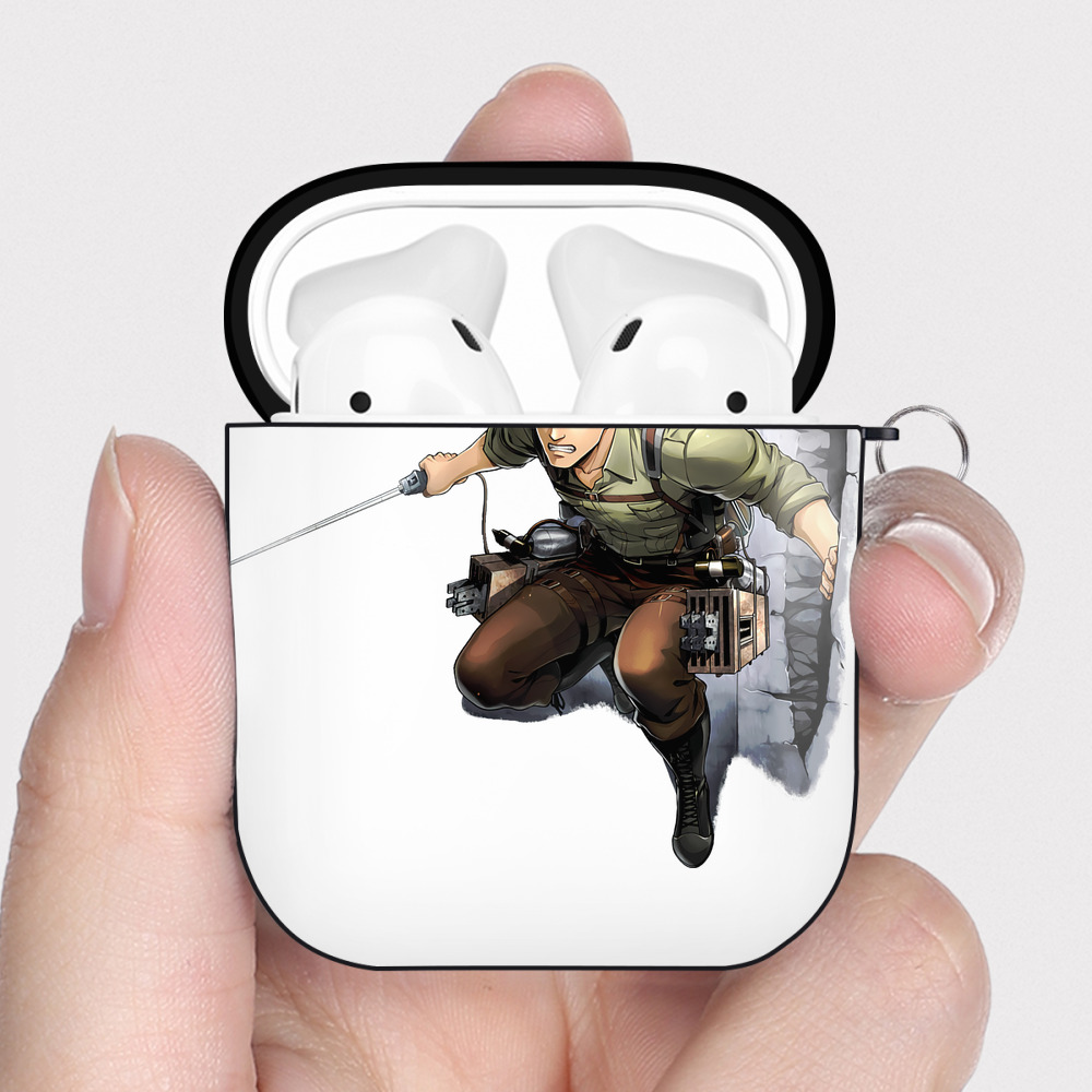 （画像用） 進撃の巨人 ライナー・ブラウン Attack on Titan Reiner Braun AirPods 第2世代保護ケース ハードシェル ブラック 耐衝撃・防指紋・カラビナ付き