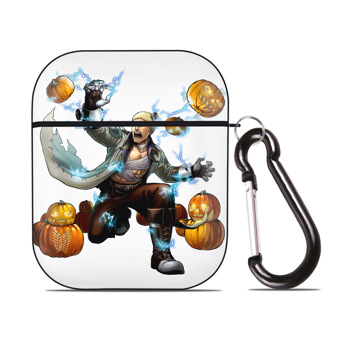 （画像用） 進撃の巨人 ライナー・ブラウン Attack on Titan Reiner Braun AirPods 第2世代保護ケース ハードシェル ブラック 耐衝撃・防指紋・カラビナ付き