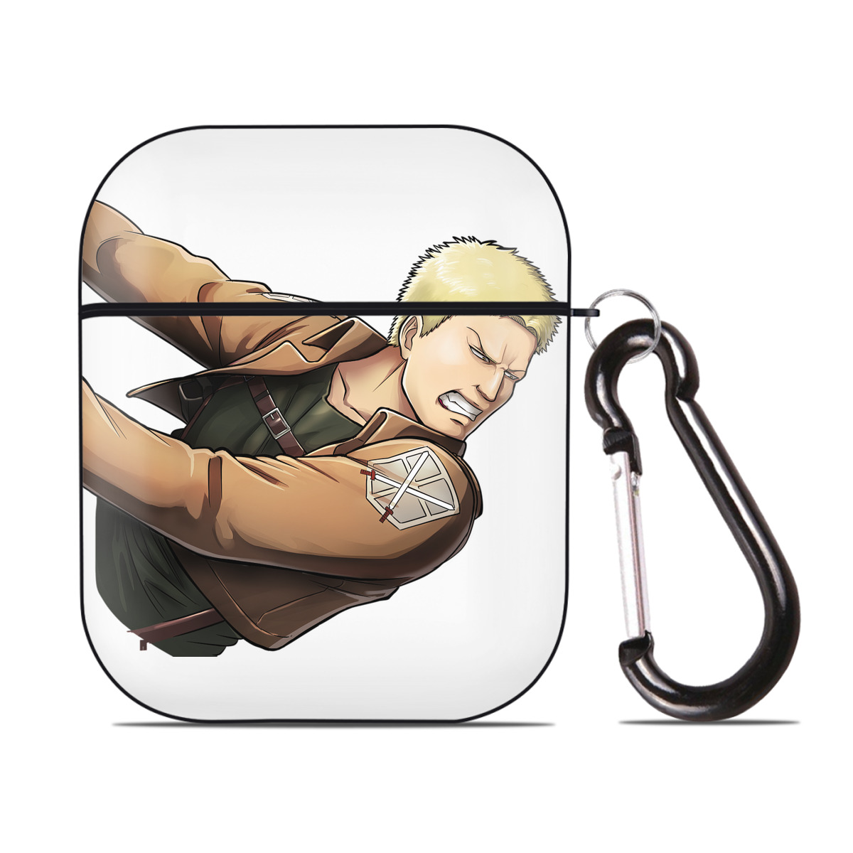 （画像用） 進撃の巨人 ライナー・ブラウン Attack on Titan Reiner Braun AirPods 第2世代保護ケース ハードシェル ブラック 耐衝撃・防指紋・カラビナ付き