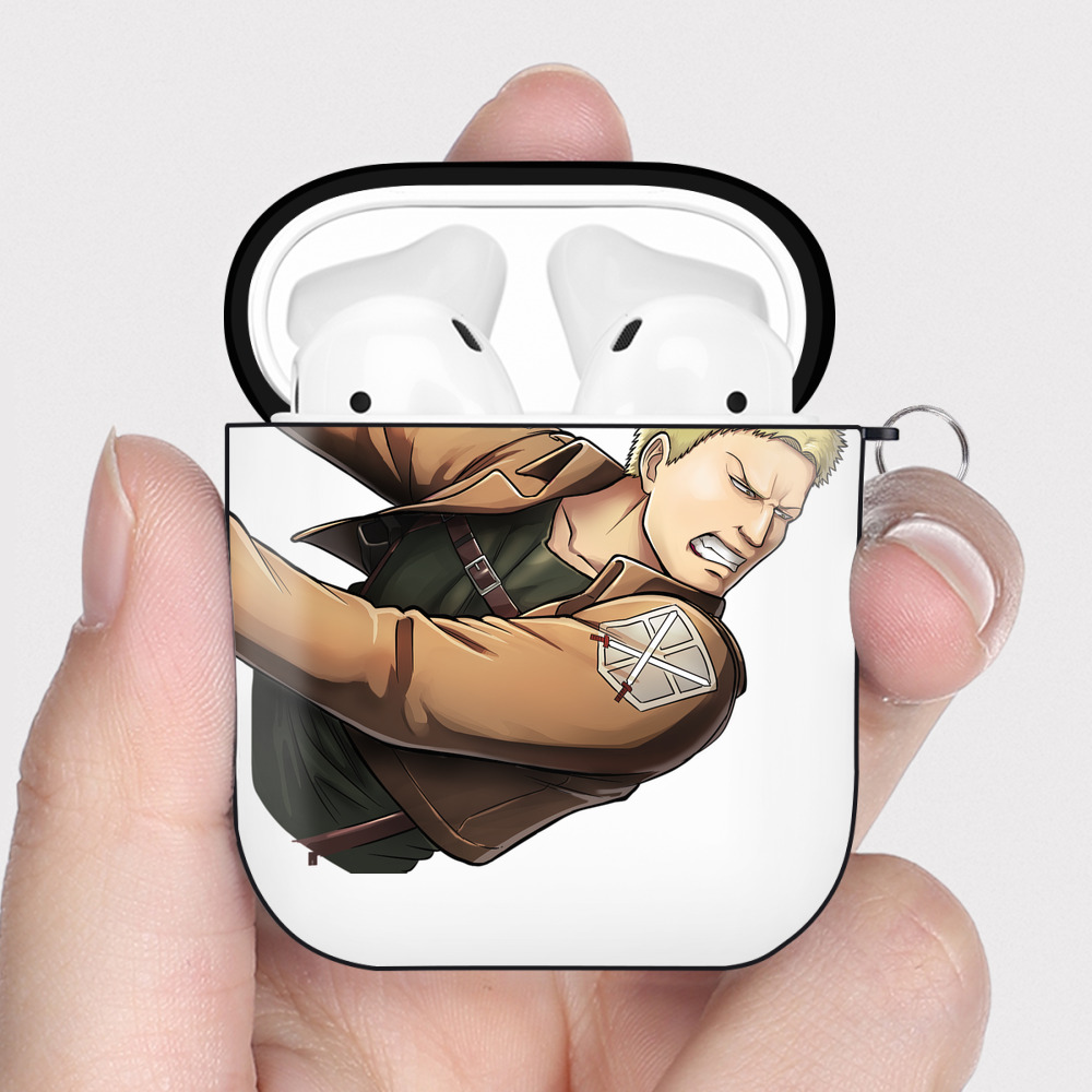 （画像用） 進撃の巨人 ライナー・ブラウン Attack on Titan Reiner Braun AirPods 第2世代保護ケース ハードシェル ブラック 耐衝撃・防指紋・カラビナ付き