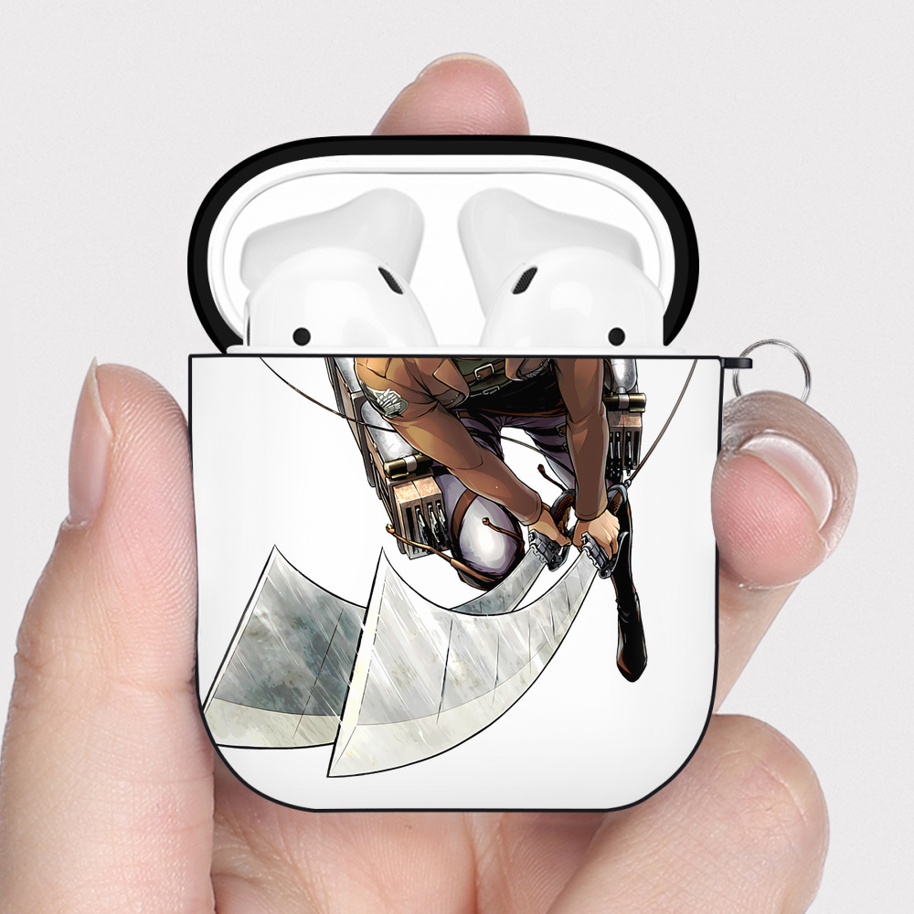 （画像用） 進撃の巨人 ライナー・ブラウン Attack on Titan Reiner Braun AirPods 第2世代保護ケース ハードシェル ブラック 耐衝撃・防指紋・カラビナ付き