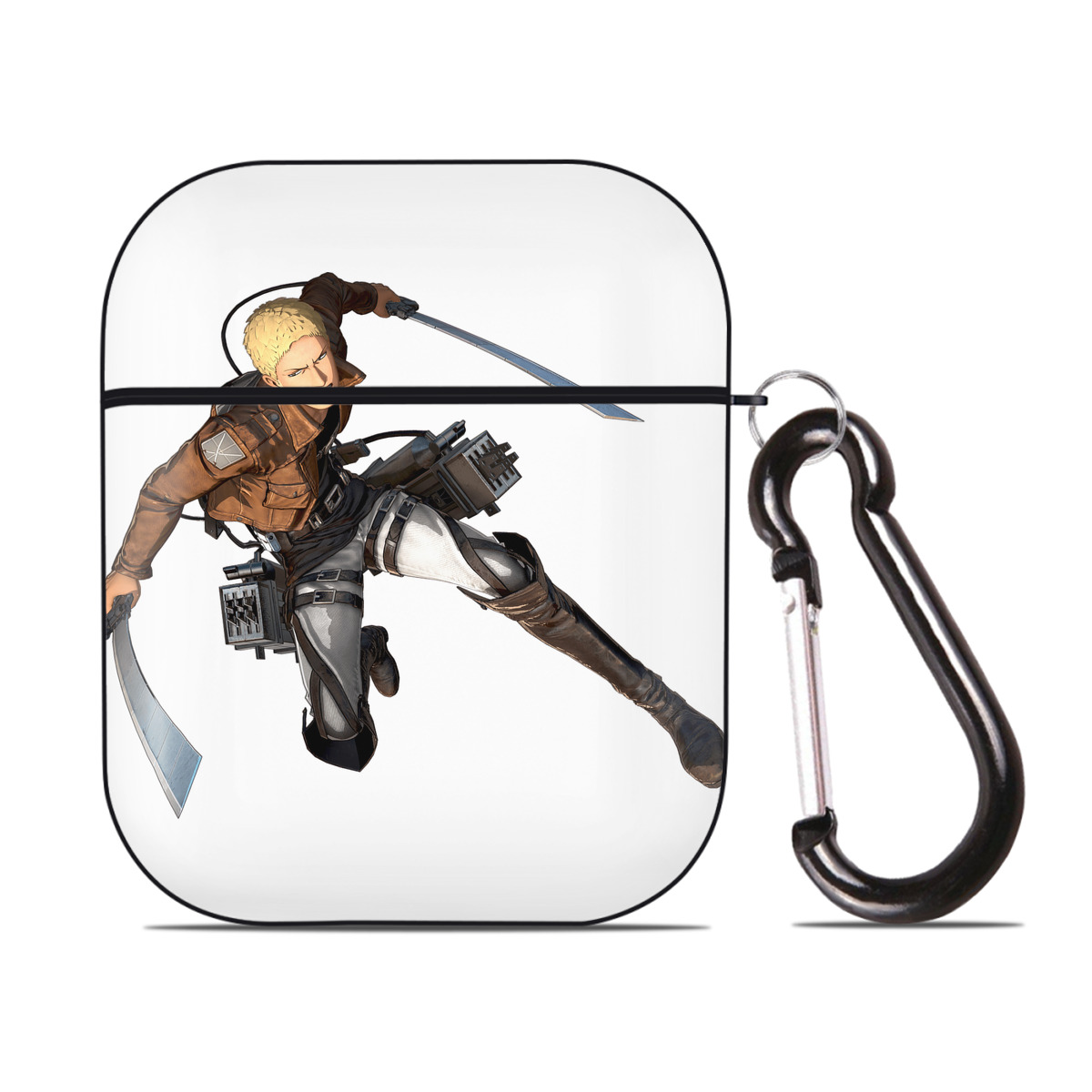 （画像用） 進撃の巨人 ライナー・ブラウン Attack on Titan Reiner Braun AirPods 第2世代保護ケース ハードシェル ブラック 耐衝撃・防指紋・カラビナ付き