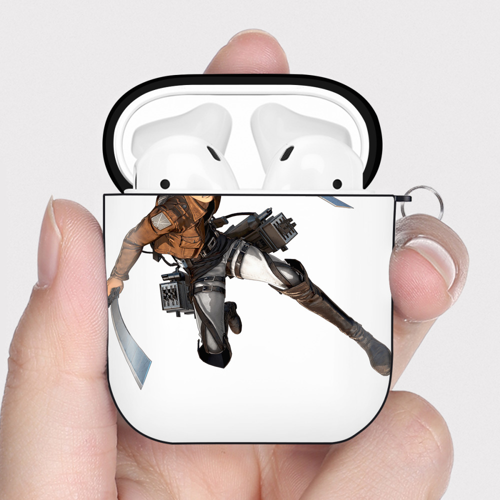 （画像用） 進撃の巨人 ライナー・ブラウン Attack on Titan Reiner Braun AirPods 第2世代保護ケース ハードシェル ブラック 耐衝撃・防指紋・カラビナ付き