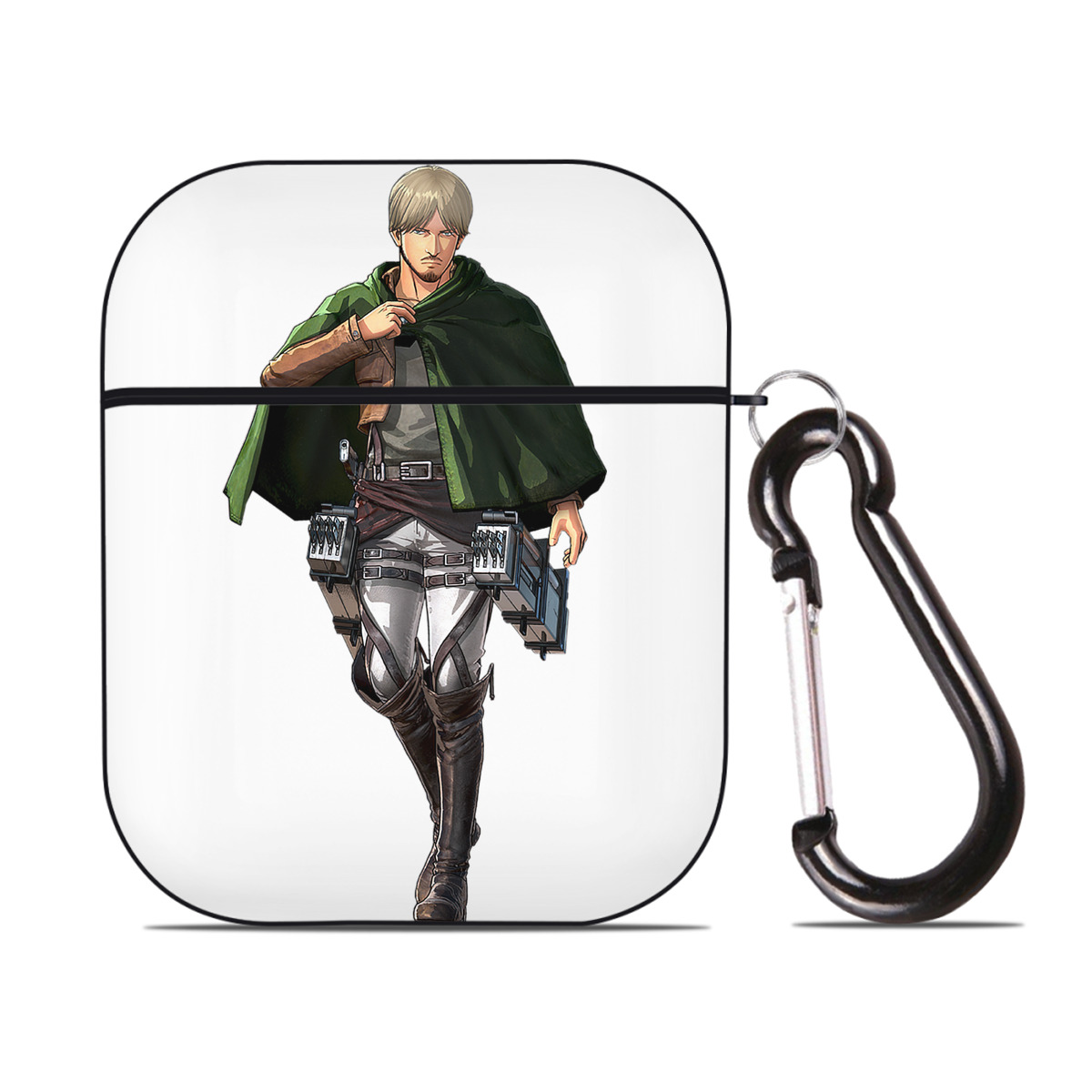 （画像用） 進撃の巨人 ミケ·ザカリアス Attack on Titan Mike Zakarius AirPods 第2世代保護ケース ハードシェル ブラック 耐衝撃・防指紋・カラビナ付き