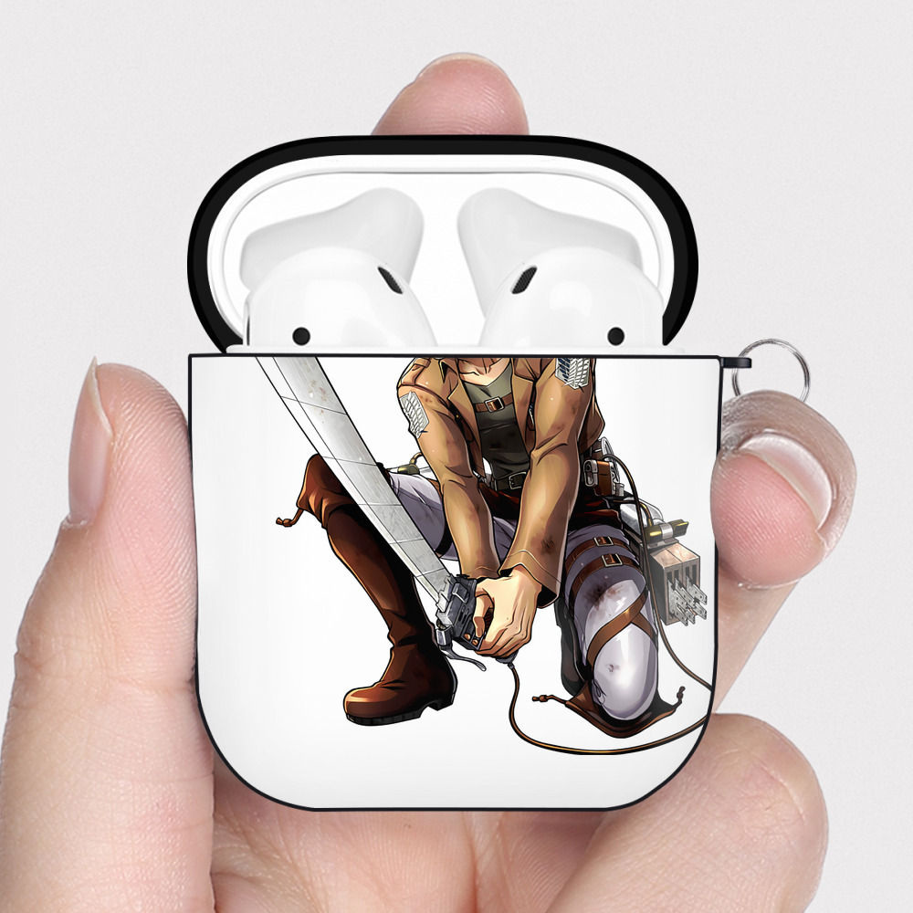 （画像用） 進撃の巨人 ミケ·ザカリアス Attack on Titan Mike Zakarius AirPods 第2世代保護ケース ハードシェル ブラック 耐衝撃・防指紋・カラビナ付き
