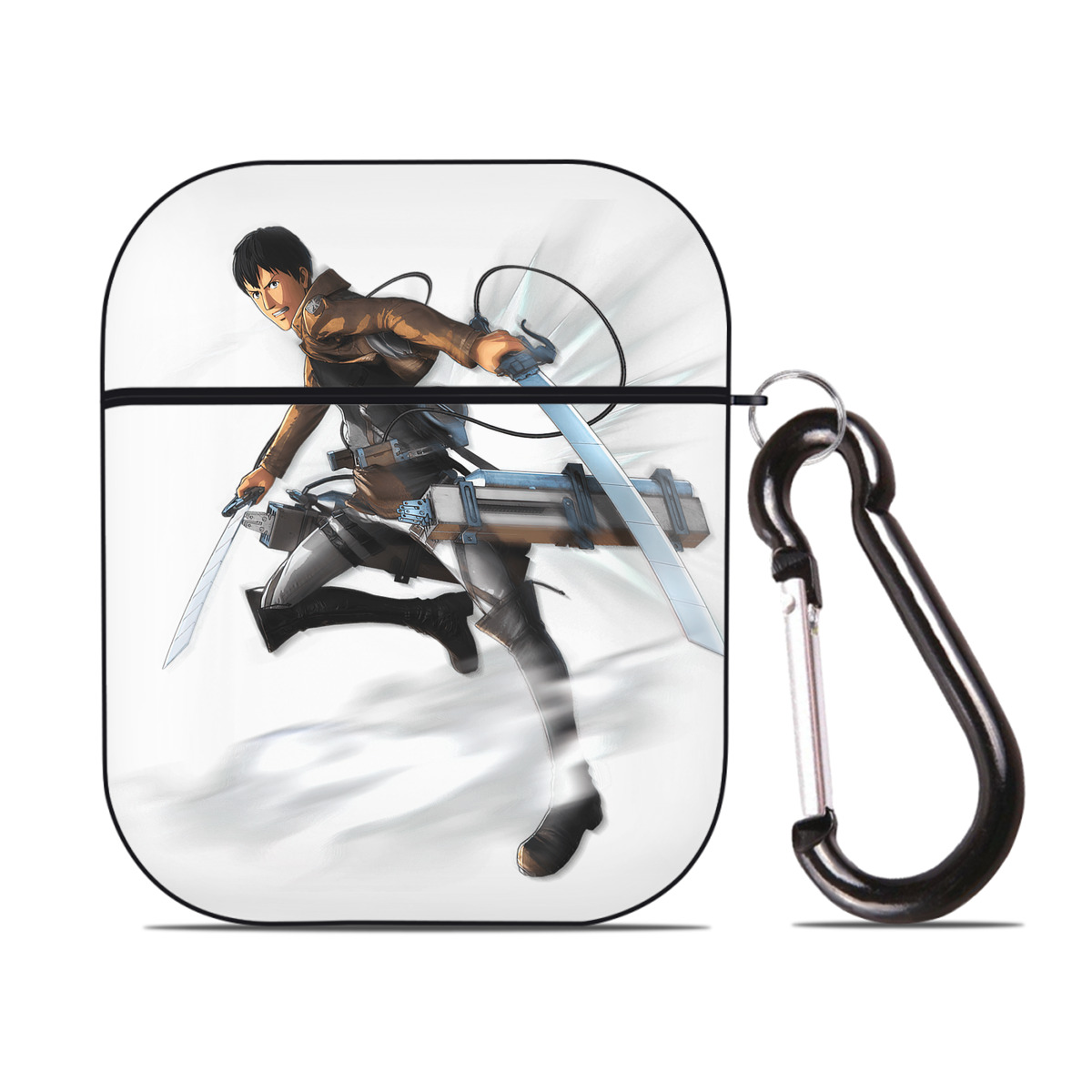 （画像用） 進撃の巨人 ベルトルト・フーバー Attack on Titan Bertholdt Hoover AirPods 第2世代保護ケース ハードシェル ブラック 耐衝撃・防指紋・カラビナ付き