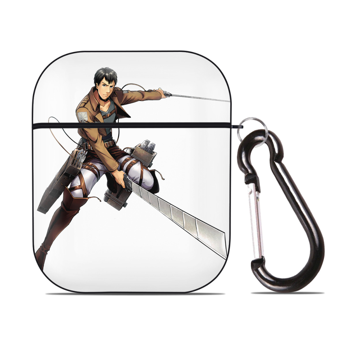 （画像用） 進撃の巨人 ベルトルト・フーバー Attack on Titan Bertholdt Hoover AirPods 第2世代保護ケース ハードシェル ブラック 耐衝撃・防指紋・カラビナ付き