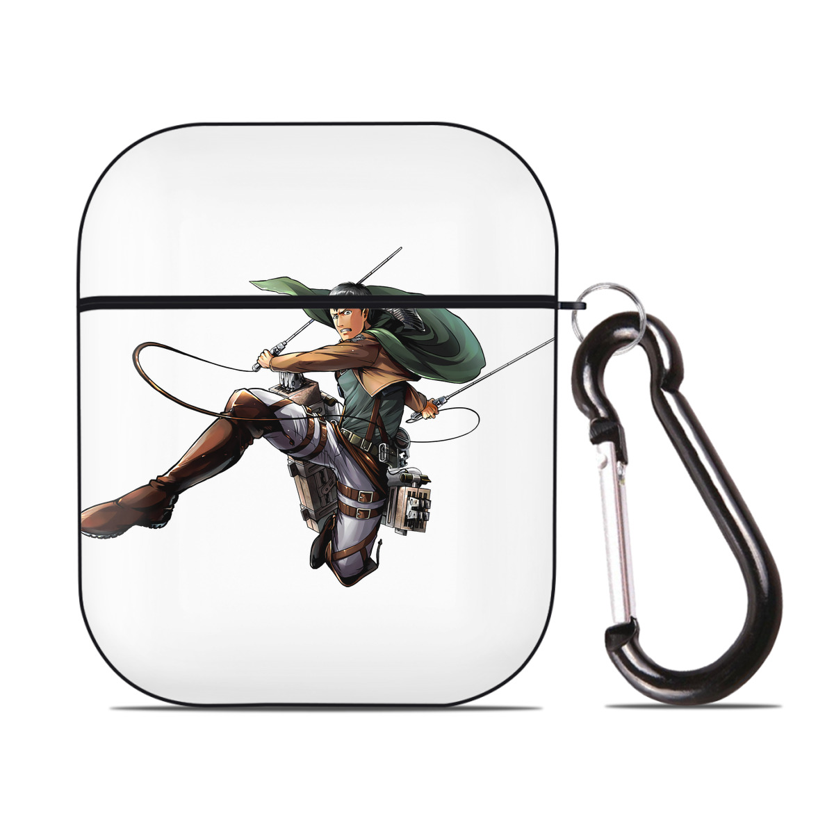 （画像用） 進撃の巨人 ベルトルト・フーバー Attack on Titan Bertholdt Hoover AirPods 第2世代保護ケース ハードシェル ブラック 耐衝撃・防指紋・カラビナ付き