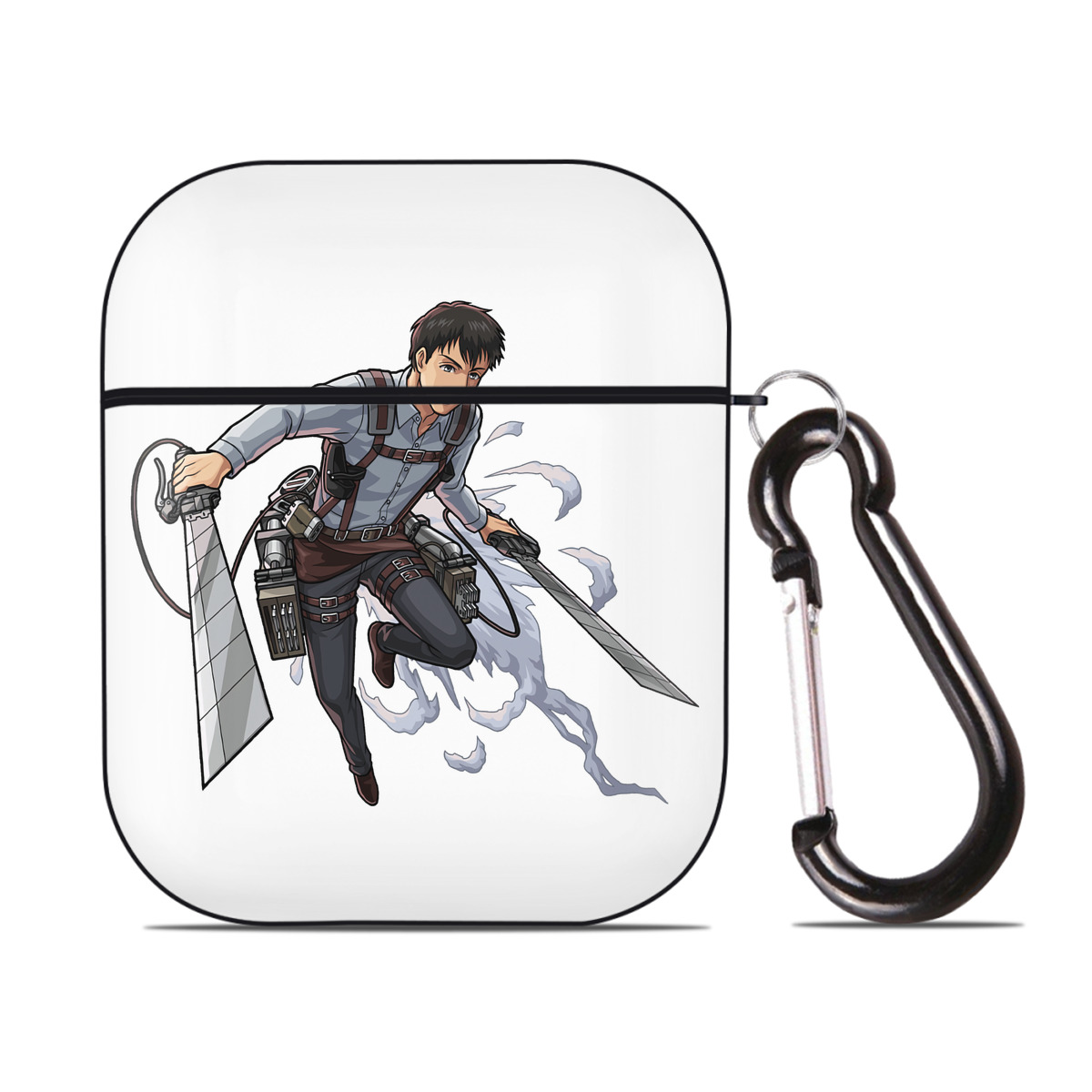 （画像用） 進撃の巨人 ベルトルト・フーバー Attack on Titan Bertholdt Hoover AirPods 第2世代保護ケース ハードシェル ブラック 耐衝撃・防指紋・カラビナ付き
