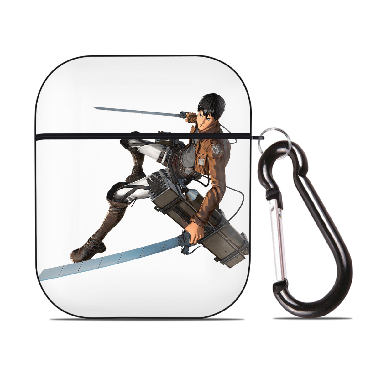 （画像用） 進撃の巨人 ベルトルト・フーバー Attack on Titan Bertholdt Hoover AirPods 第2世代保護ケース ハードシェル ブラック 耐衝撃・防指紋・カラビナ付き