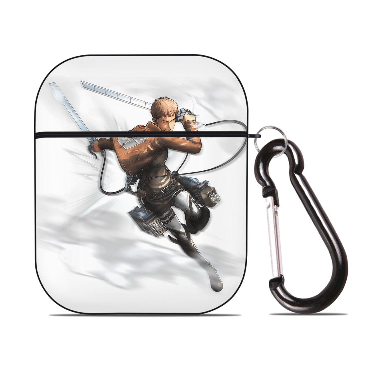（画像用） 進撃の巨人 ジャン・キルシュタイン Attack on Titan Jean Kirstein AirPods 第2世代保護ケース ハードシェル ブラック 耐衝撃・防指紋・カラビナ付き