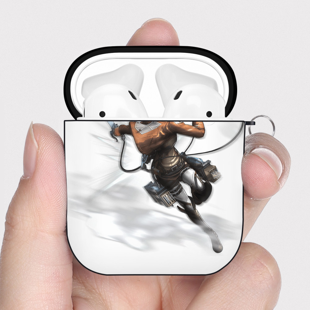 （画像用） 進撃の巨人 ジャン・キルシュタイン Attack on Titan Jean Kirstein AirPods 第2世代保護ケース ハードシェル ブラック 耐衝撃・防指紋・カラビナ付き