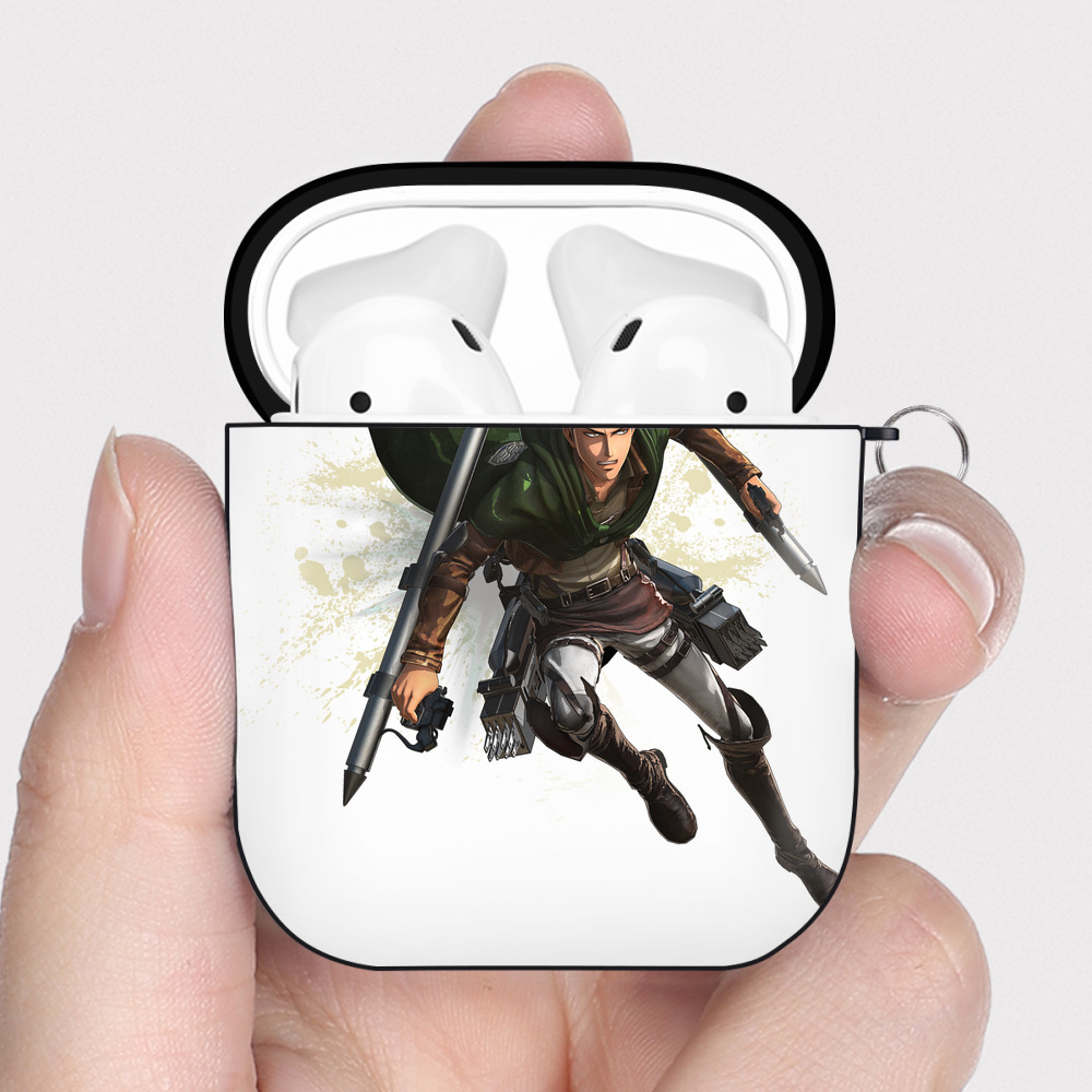 （画像用） 進撃の巨人 ジャン・キルシュタイン Attack on Titan Jean Kirstein AirPods 第2世代保護ケース ハードシェル ブラック 耐衝撃・防指紋・カラビナ付き