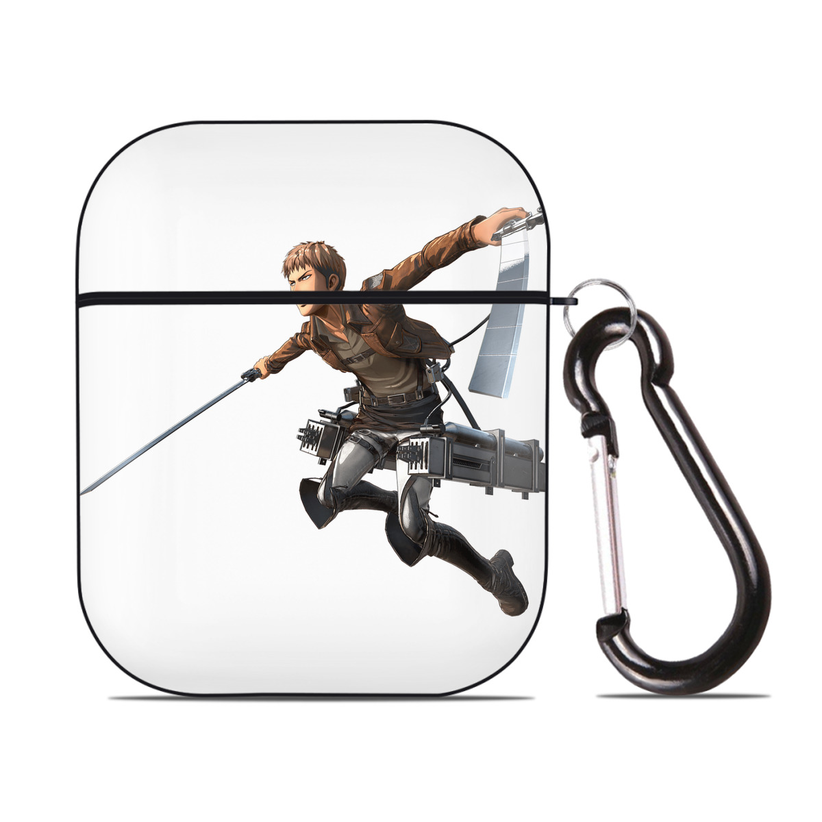 （画像用） 進撃の巨人 ジャン・キルシュタイン Attack on Titan Jean Kirstein AirPods 第2世代保護ケース ハードシェル ブラック 耐衝撃・防指紋・カラビナ付き