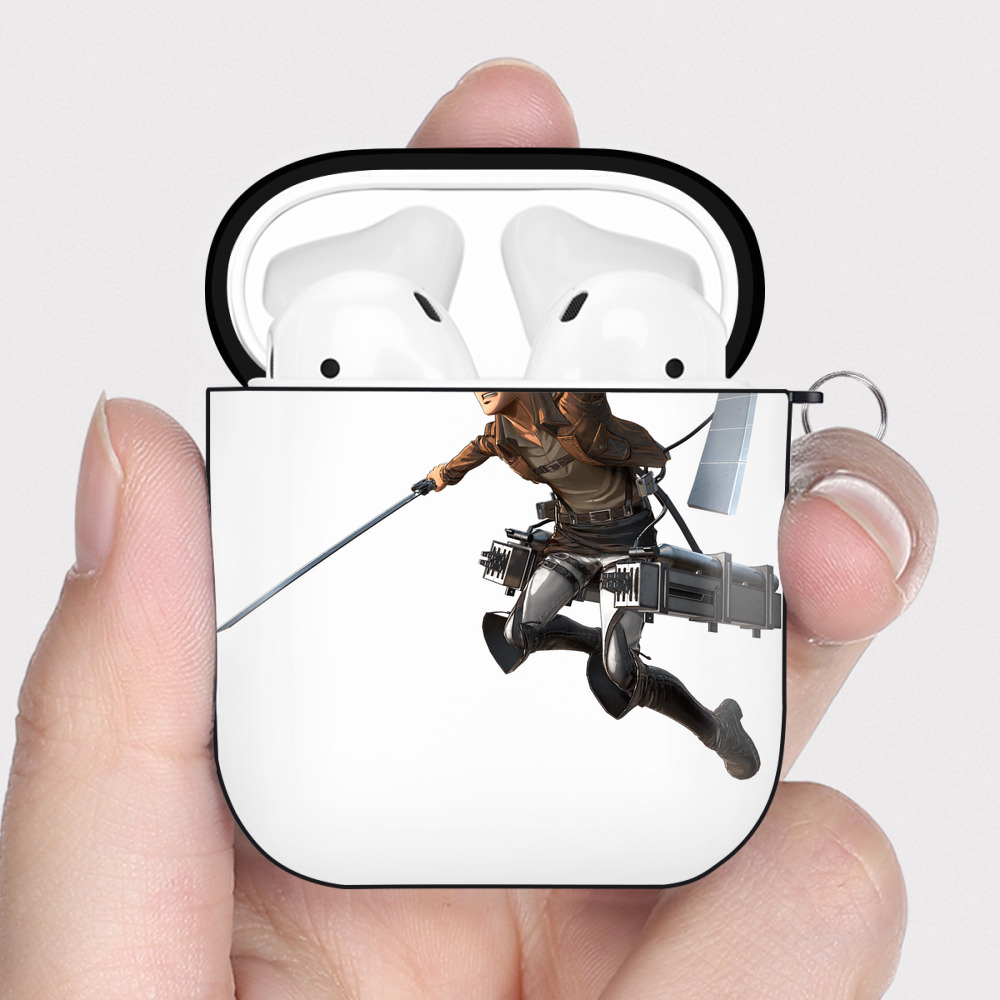 （画像用） 進撃の巨人 ジャン・キルシュタイン Attack on Titan Jean Kirstein AirPods 第2世代保護ケース ハードシェル ブラック 耐衝撃・防指紋・カラビナ付き